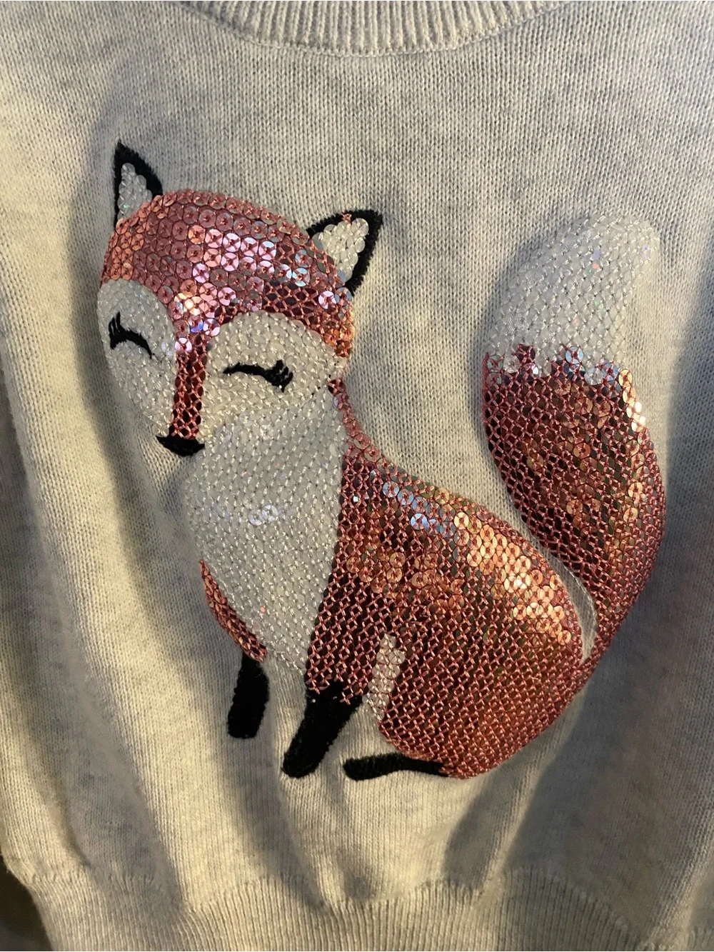 The Children's Place Cream Sweater with Pink Sequin Fox